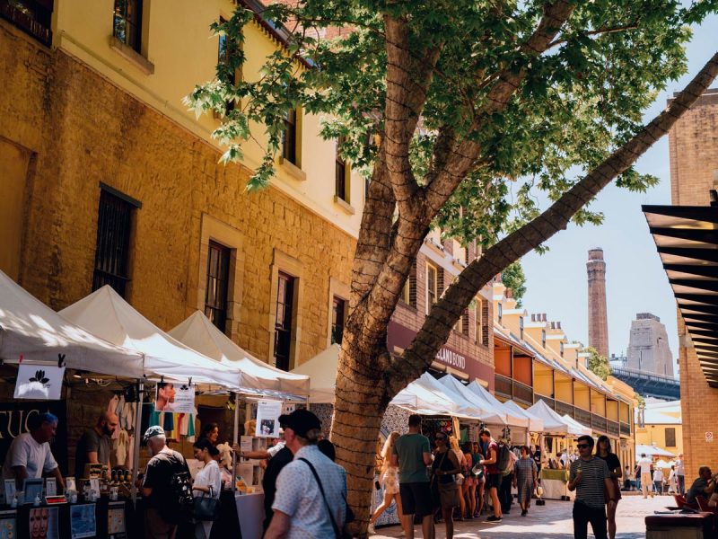 Marketgoers at The Rocks Market in Sydney