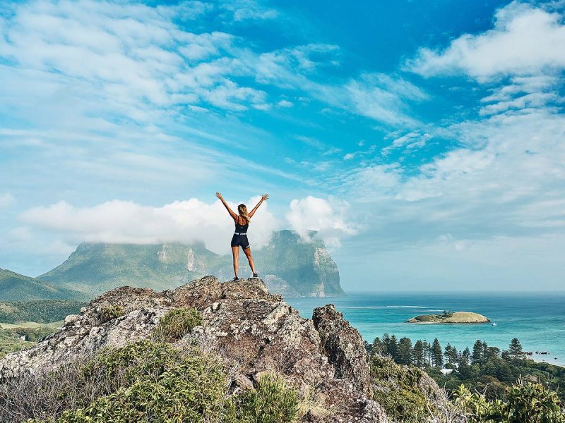 hiker on Malabar hill, Lord Howe Island